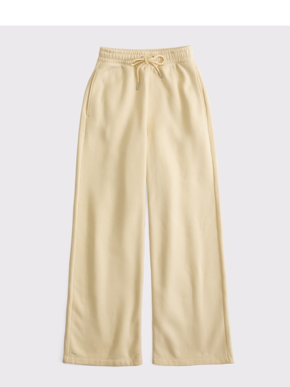 Abercrombie & Fitch Wide Leg Drawstring Pants in Pale Yellow
